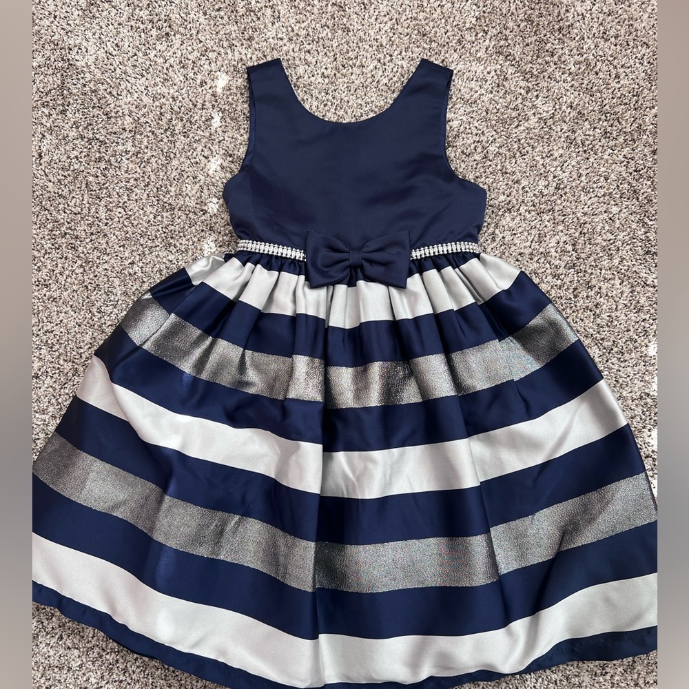 Girls dress/ blue and gray/ size 6x-7